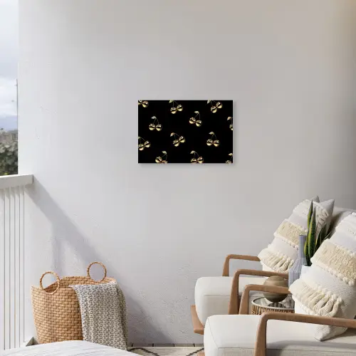 Patroon - Kersen - Goud - Chrome Tuinposter op houten frame 2 cm dik klein -sfeer1