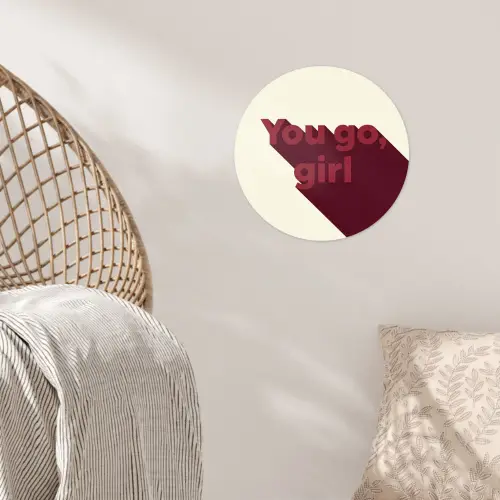 you go girl - 3D - Rood Wandcirkel behangsticker klein -sfeer4