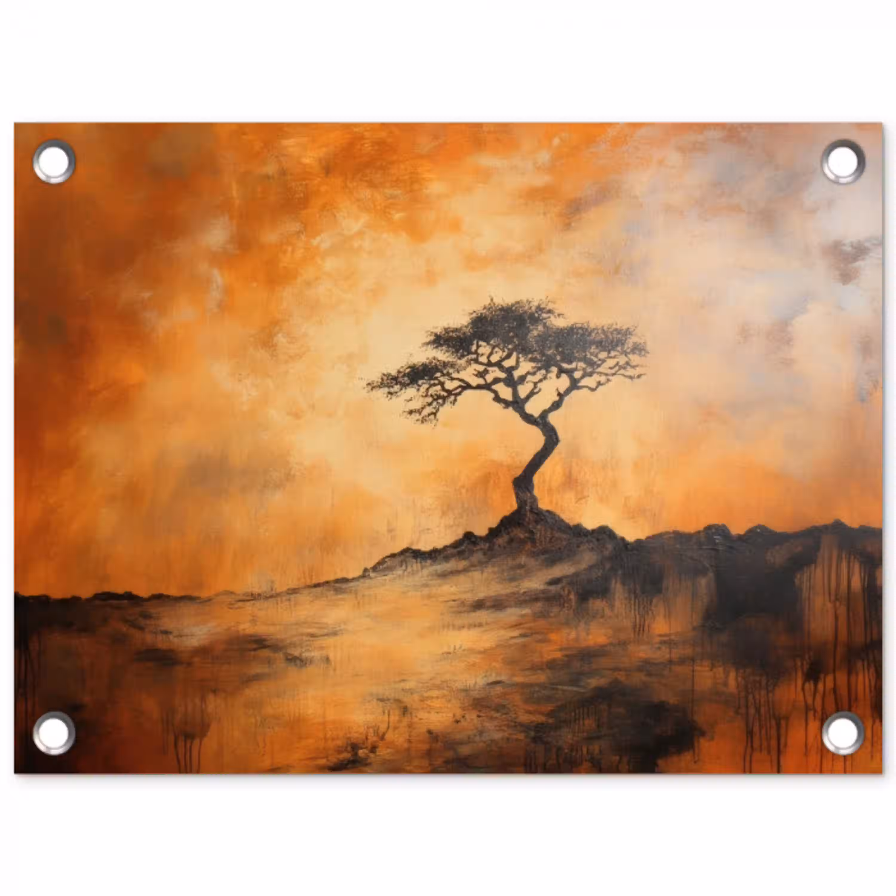 Boom - Landschap - Oranje tuinposter los doek klein -3d