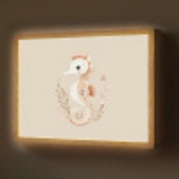 Zeepaardje - Zeewier - Beige Light Box met batterij (Wandlamp) middel -z3d_website