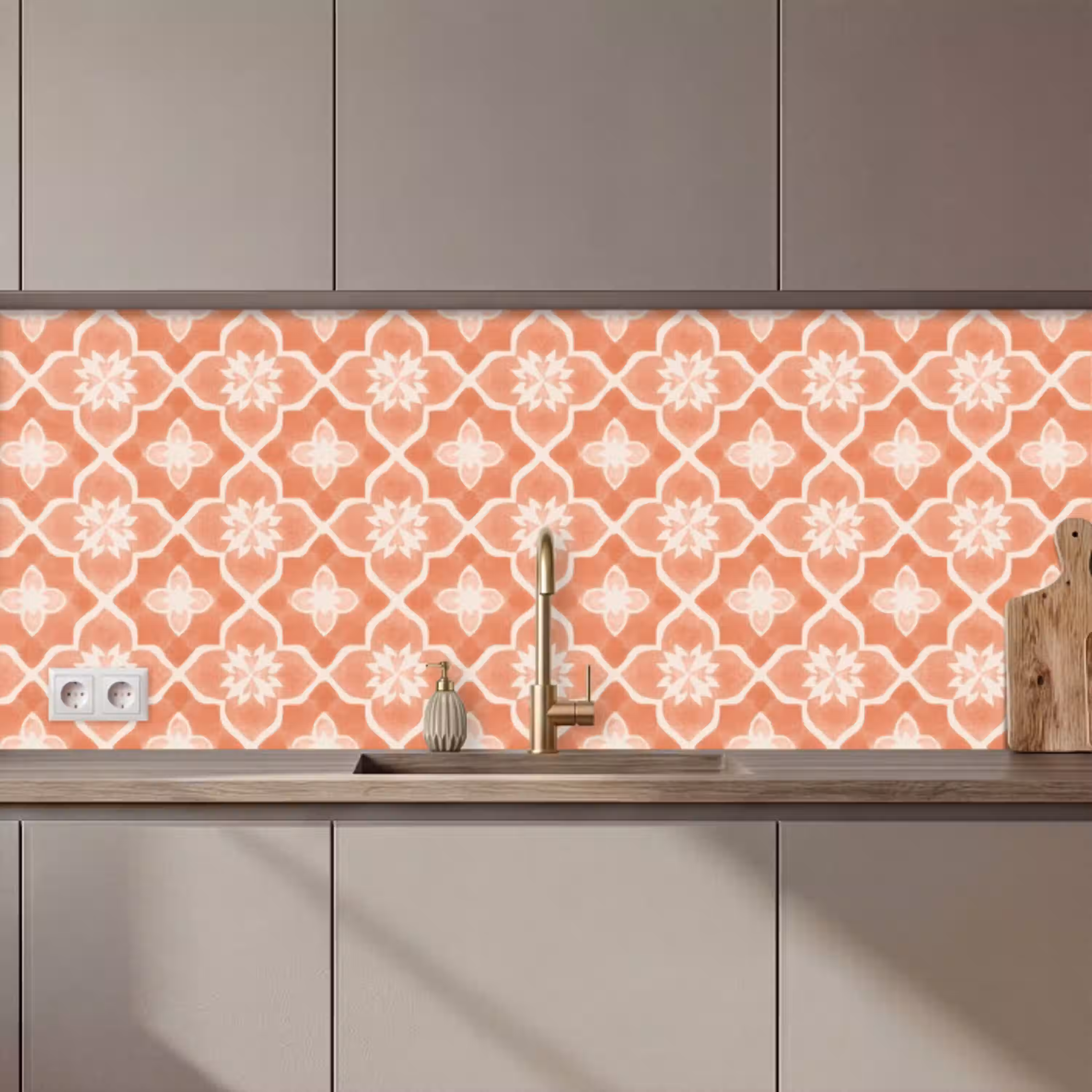 Tegelpatroon - Arabesk - Vintage - Terracotta keuken achterwand 2 middel 871 zz_3dshopping