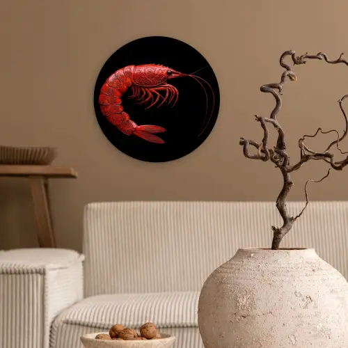 Garnaal - Rood - Dieren Wandcirkel plexiglas klein -sfeer1