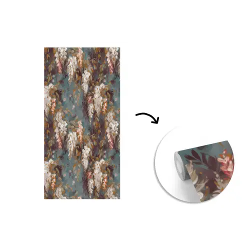 Bloemen - Bladeren - Donker - Patroon fotobehang vinyl groot 64 -3d