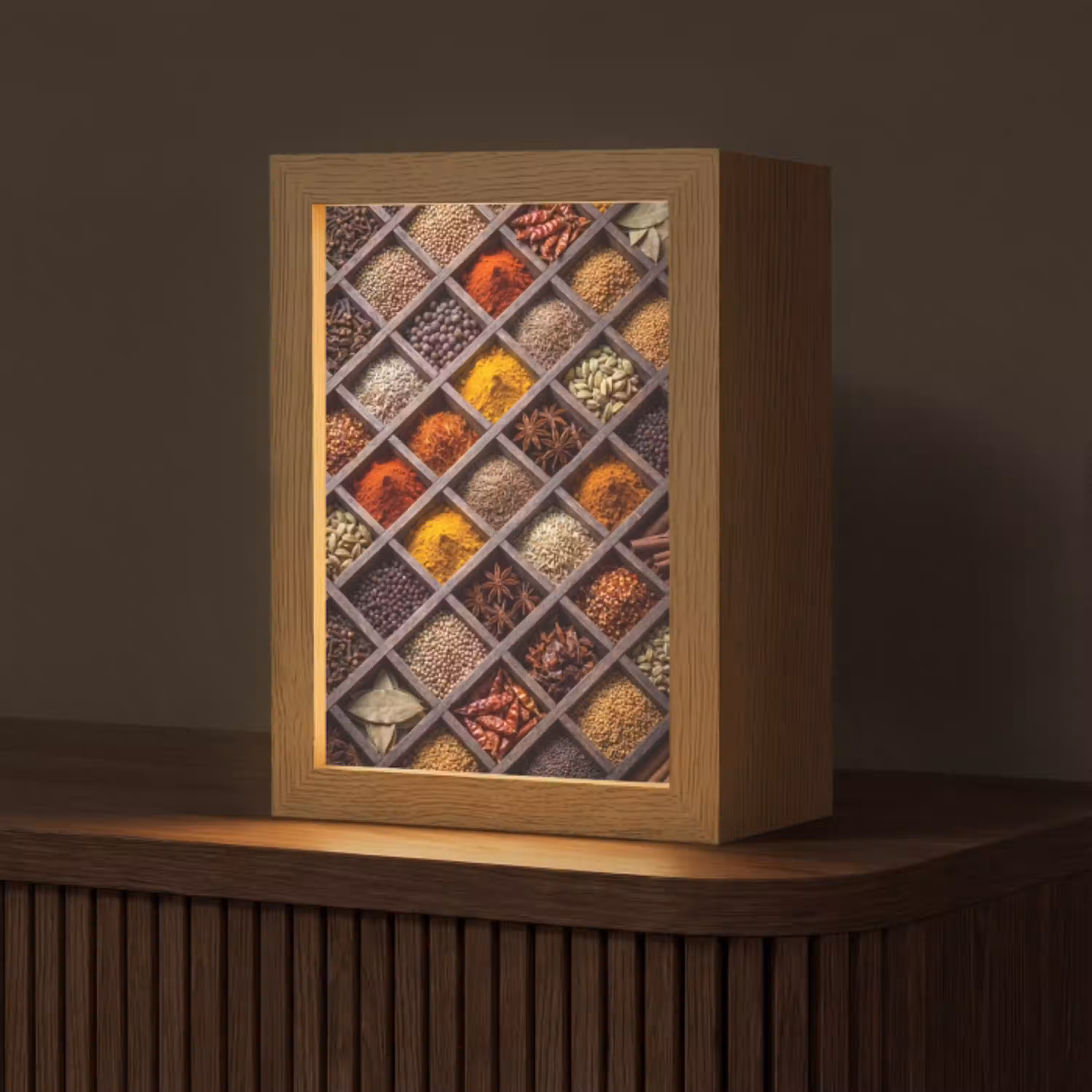 Kruiden - Houten - Eten Light Box met kabel (Tafellamp) klein -z3d_website