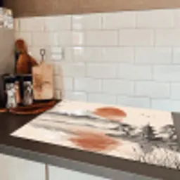 Bergtop - Meer - Bloesem Inductie beschermer vinyl 3mm klein -sfeer3