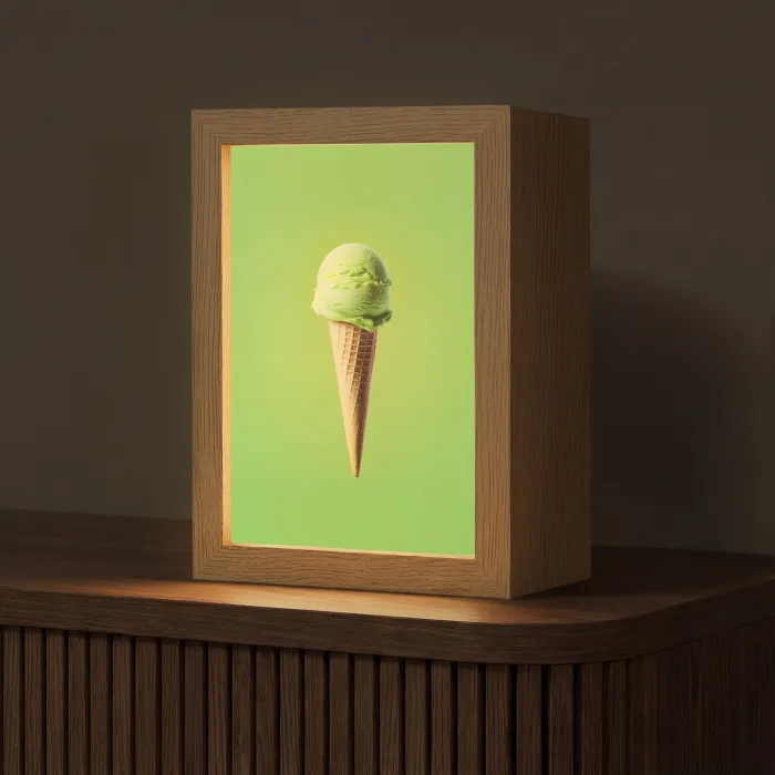 Hoorntje - Schepijs - Groen Light Box met kabel (Tafellamp) klein -z3d_website