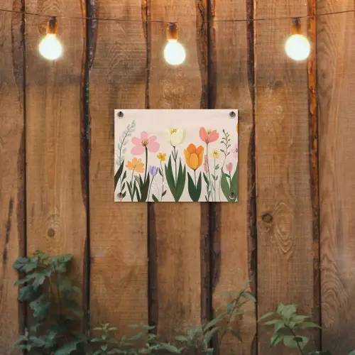 Pasteltinten - Bloemen - Illustratie tuinposter los doek klein -sfeer1