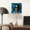 Vrouw - Bloemen - Blauw - Aesthetic - Luxe aluminium wit klein -sfeer5