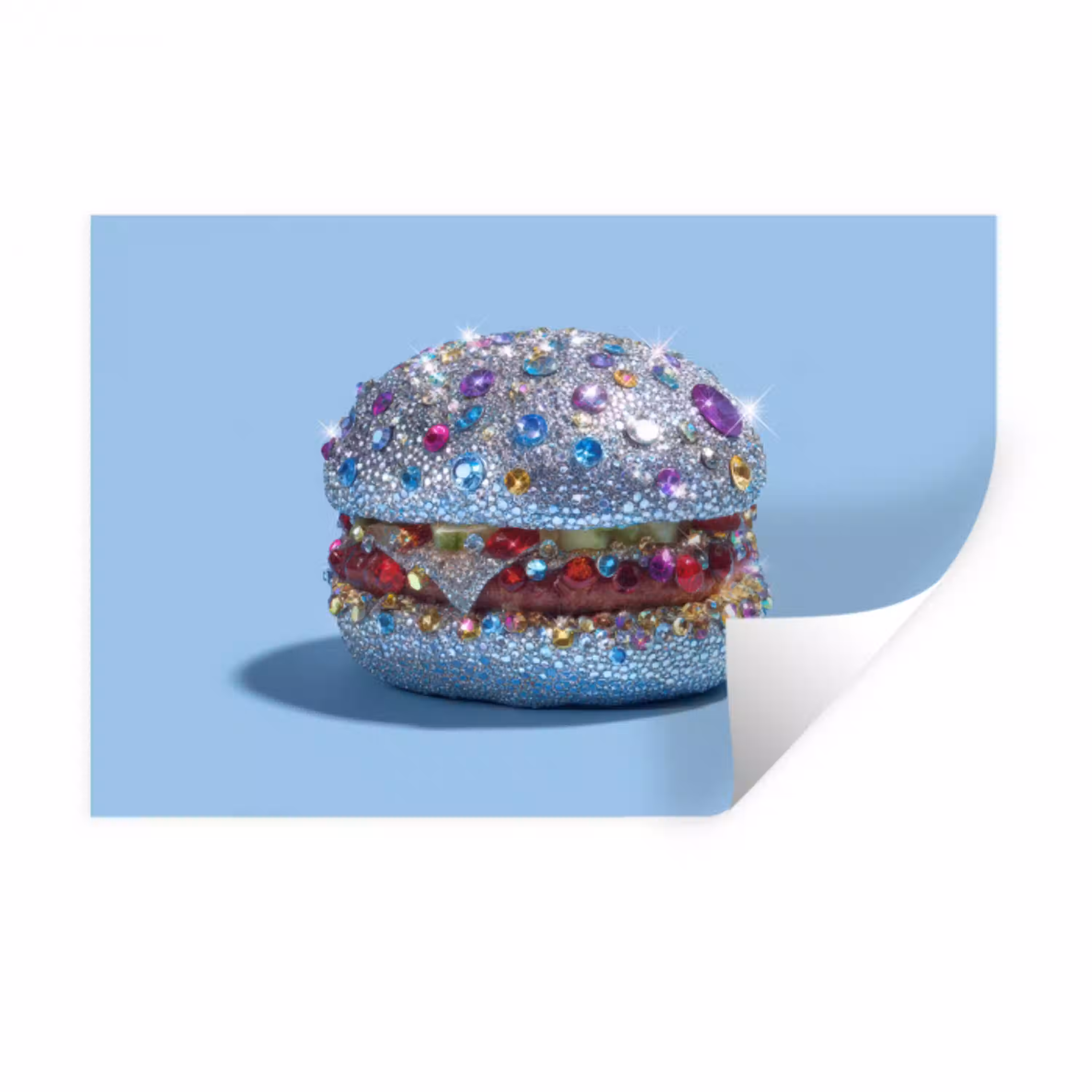 Glitters - Hamburger - Blauw Muursticker klein -3d