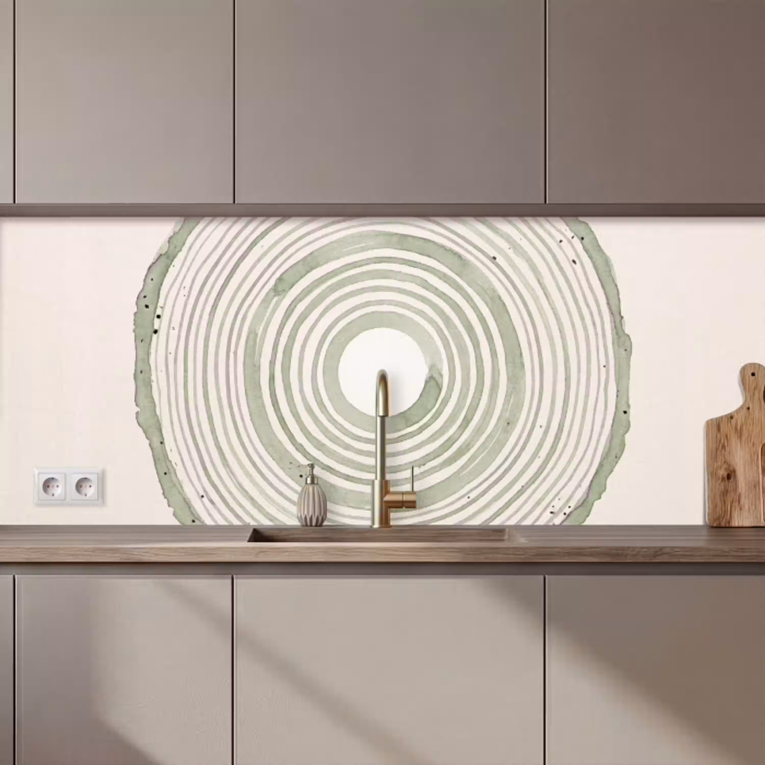 Abstractie - Cirkels - Waterverf - Groen - Modern keuken achterwand 2 middel zz_3dshopping