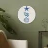 Zeester - Schelpen - Blauw Akoestische PET Vilt - Rond klein -sfeer2
