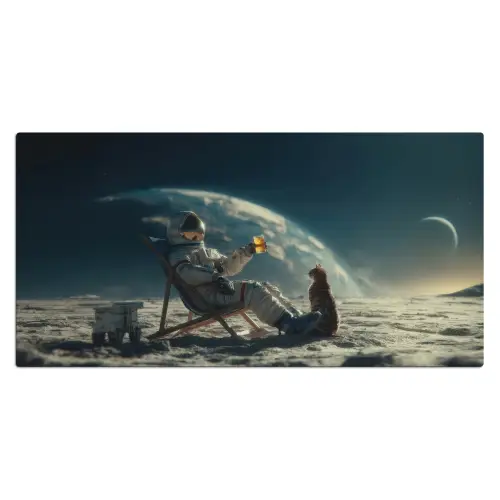 Astronaut - Kat - Glas - Stoel Muismat XXL klein -3d_leeg