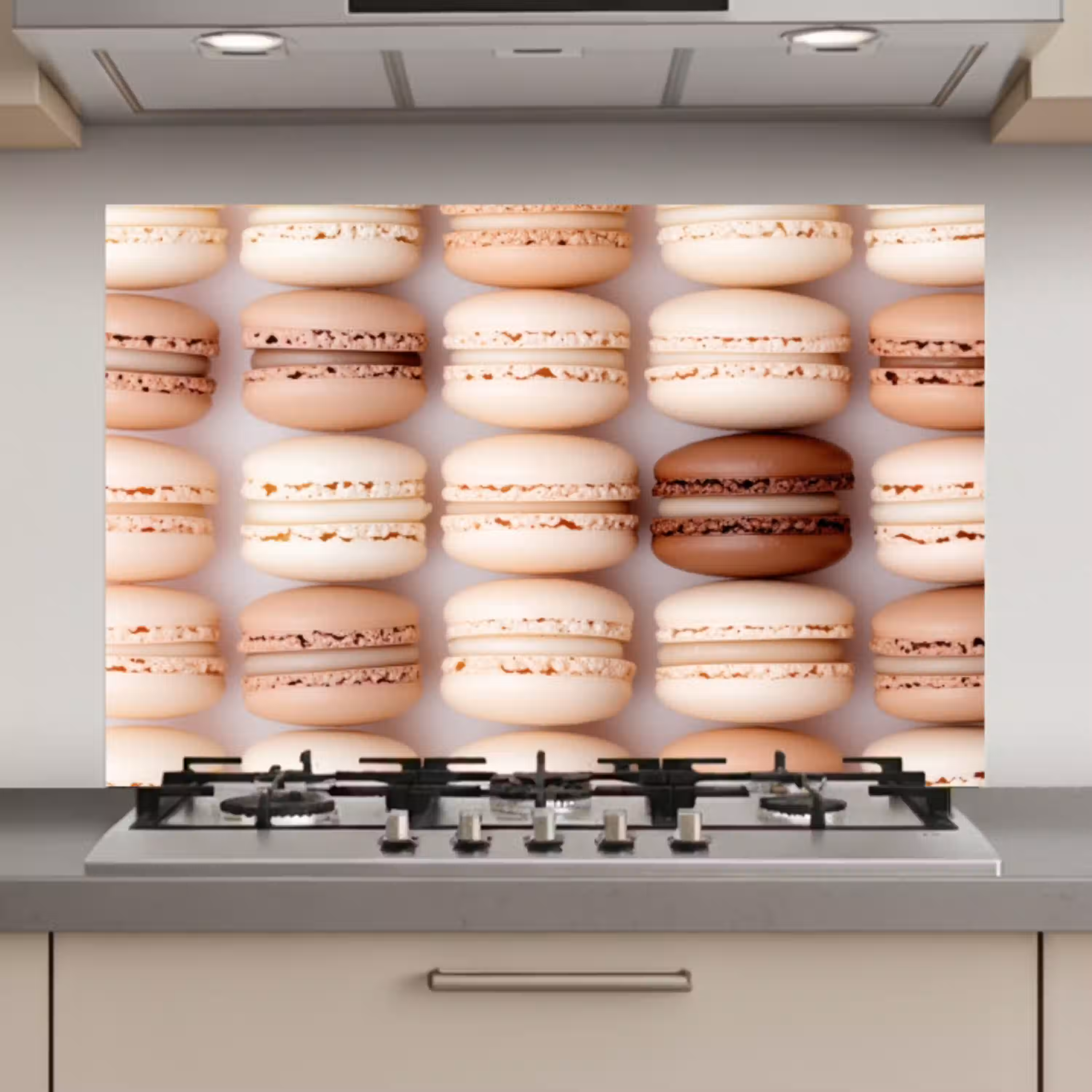 Macarons - Beige - Bruin keuken achterwand spatscherm klein -3d_website