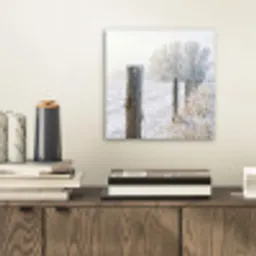 Hek - Sneeuw - Mist - Platteland - Nostalgisch aluminium wit klein -sfeer1