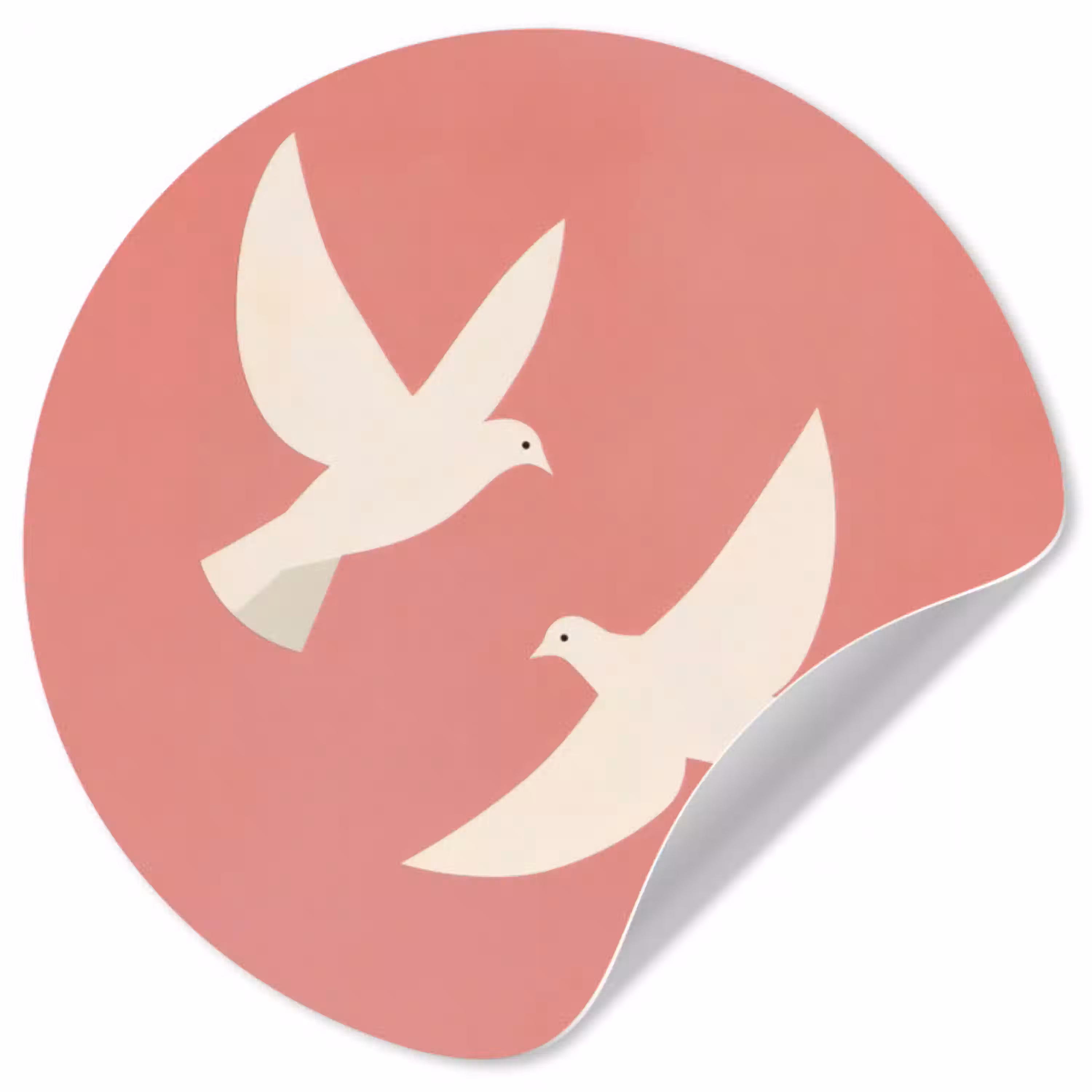 Duiven - Wit - Sierlijk Wandcirkel behangsticker klein -3d