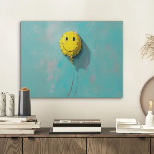 Ballon - Geel - Smiley PET vilt klein -sfeer1