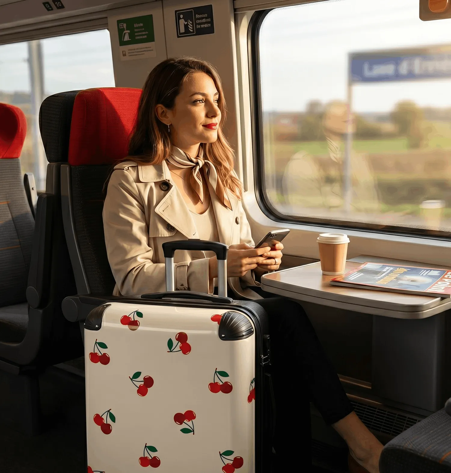 femme voyageant dans le train