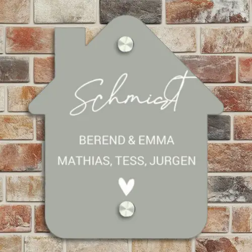 Effen lichtgrijs - Sierlijk Naambord Huisje klein -sfeer6