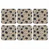 Motief - Bloemen - Zwart - Beige onderzetter kurk middel 366 -3d