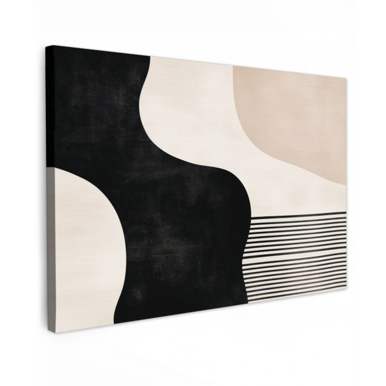 Abstract - Japandi - Beige - Modern Tuinposter op houten frame 2 cm dik klein -3d