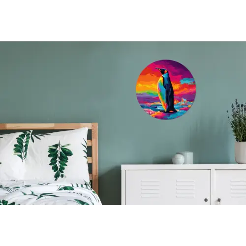 Ijsschots - Pinguïn - Abstract - Lucht Wandcirkel aluminium klein -slaapkamer