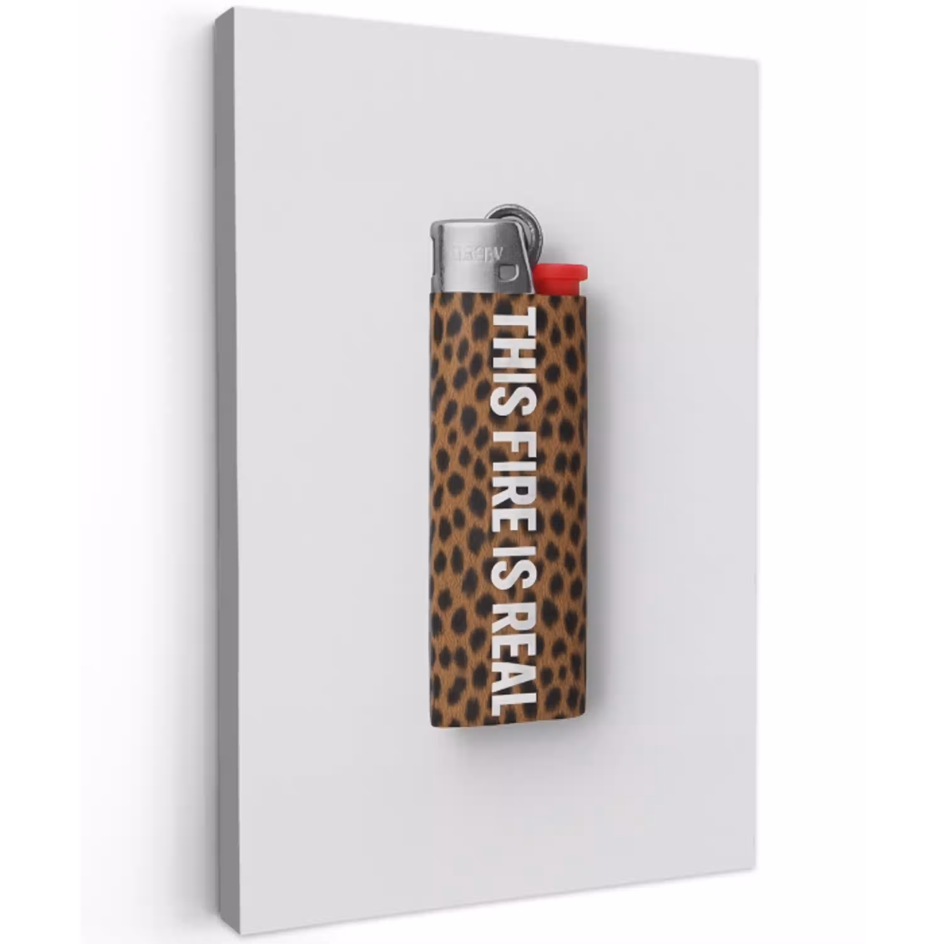 Aansteker - Quote - Panterprint Tuinposter op houten frame 2 cm dik middel -3d
