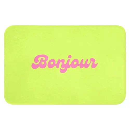 Groen - Roze bonjour - Retro Badmat klein -3d