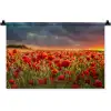 Zonsondergang - Klaprozen - Rood - Bloemen - Veld - Natuur Wandkleed katoen klein -zz3d