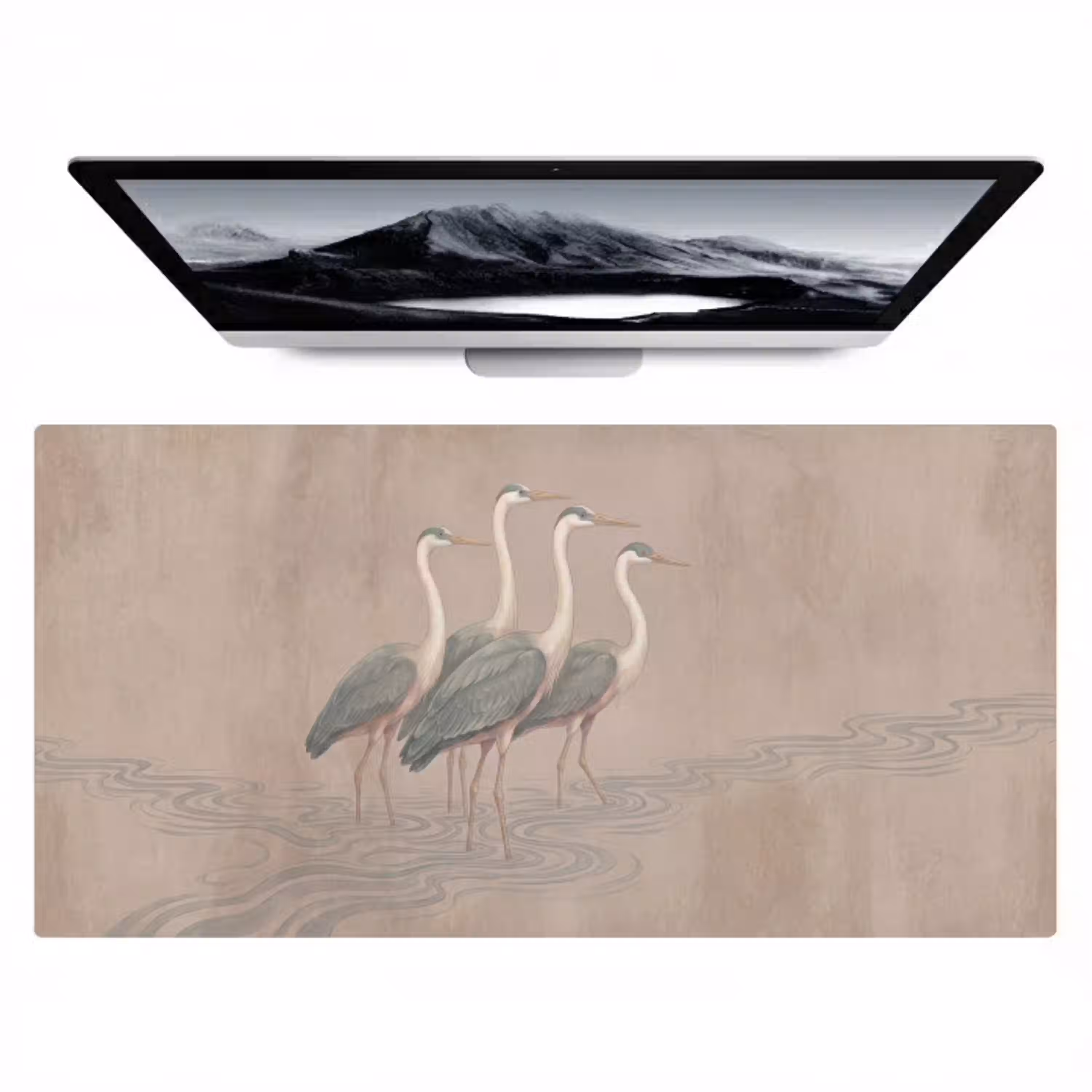 Vogel - Water - Natuur - Vintage Muismat XXL klein -zzz3d