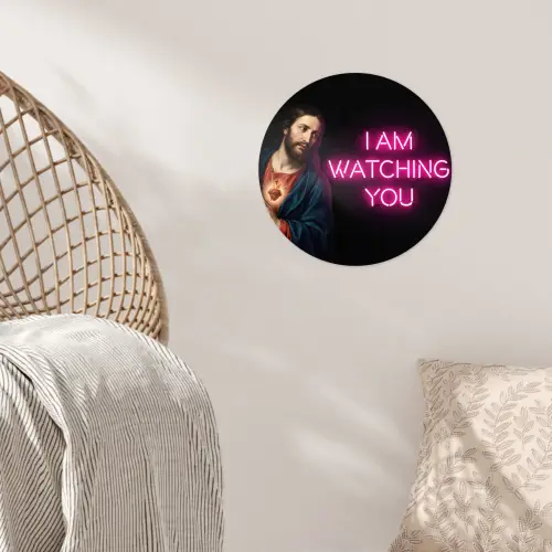 Man - Tekst - Neon Wandcirkel behangsticker klein -sfeer4