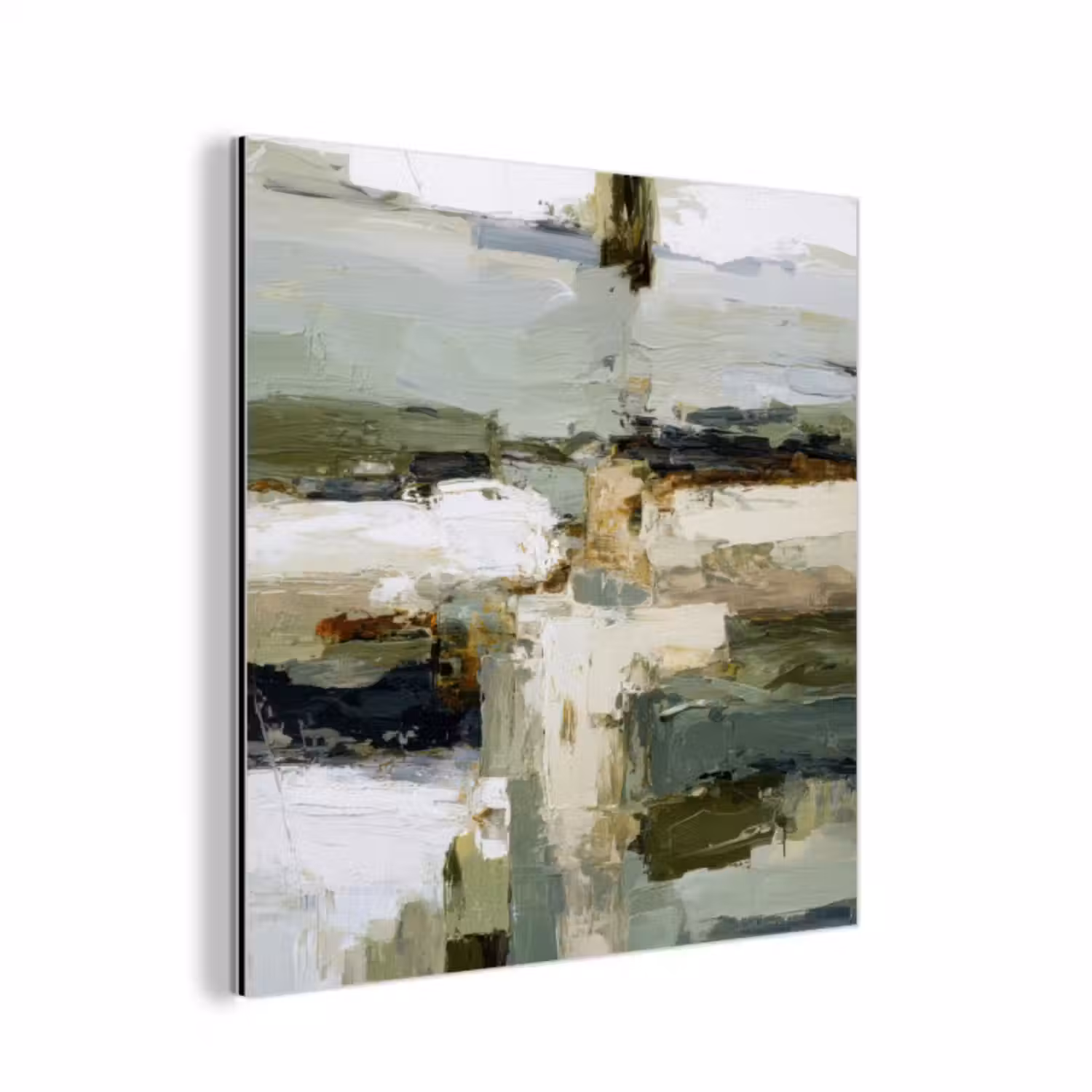 Aluminium schilderij - Penseelstreken - Groen - Abstract - Japandi