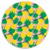 Ananas - Geel - Groen - Tropisch Wandcirkel kunststof plaat 5mm dik klein 188 -3d