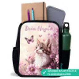 Kitten - Vlinders - Paars - Bloemen Rugzak - Zwart middel -inhoud_DE