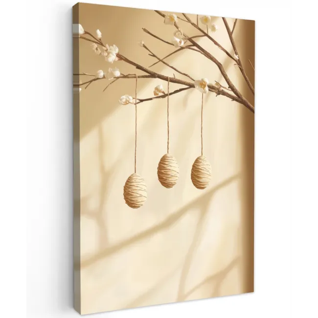 Beige - Paastak - Eieren Tuinposter op houten frame 2 cm dik klein -3d