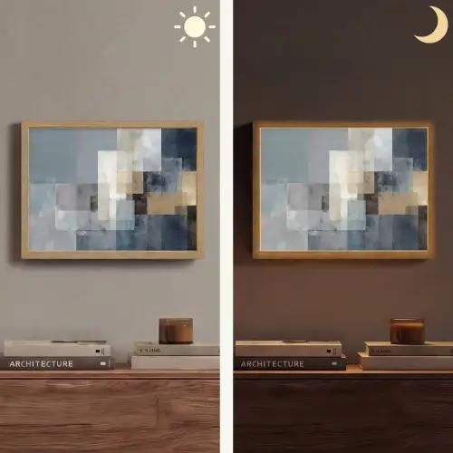 Rechthoeken - Abstract - Blauw Light Box met batterij (Wandlamp) middel -sfeer3
