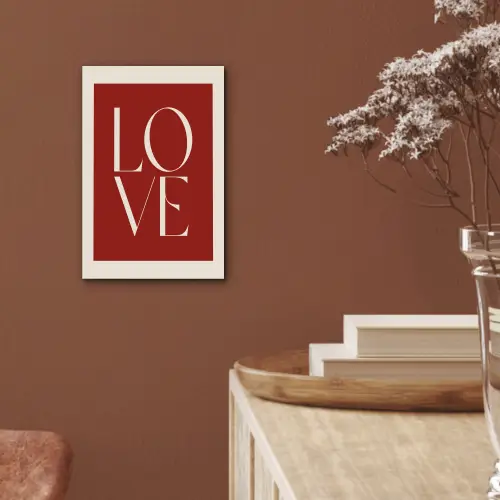 Love - Rood - Minimalistisch aluminium wit klein -sfeer4