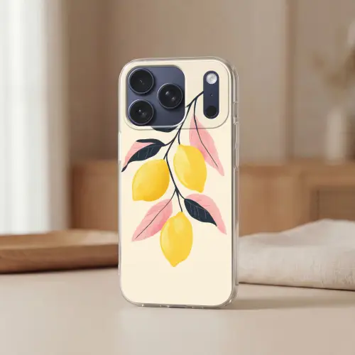 Citroenen - Felgeel - Tak - Bladeren Telefoonhoesje iPhone 17 Pro klein -sfeer2