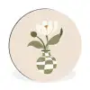 Vaas - Geruit - Bloem - Groen Wandcirkel aluminium klein -3d
