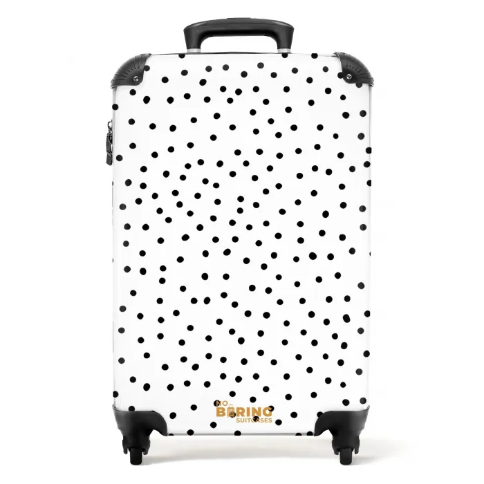 Zwarte stippenregen over een wit oppervlak NBS - Handbagage koffer - Kinderen Unisex middel -productfoto_recht