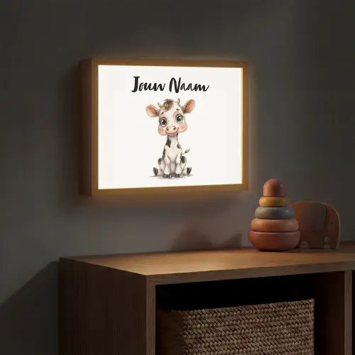 Koe - Baby dier - Boerderij dieren Light Box met batterij (Wandlamp kind) middel -sfeer5_kind