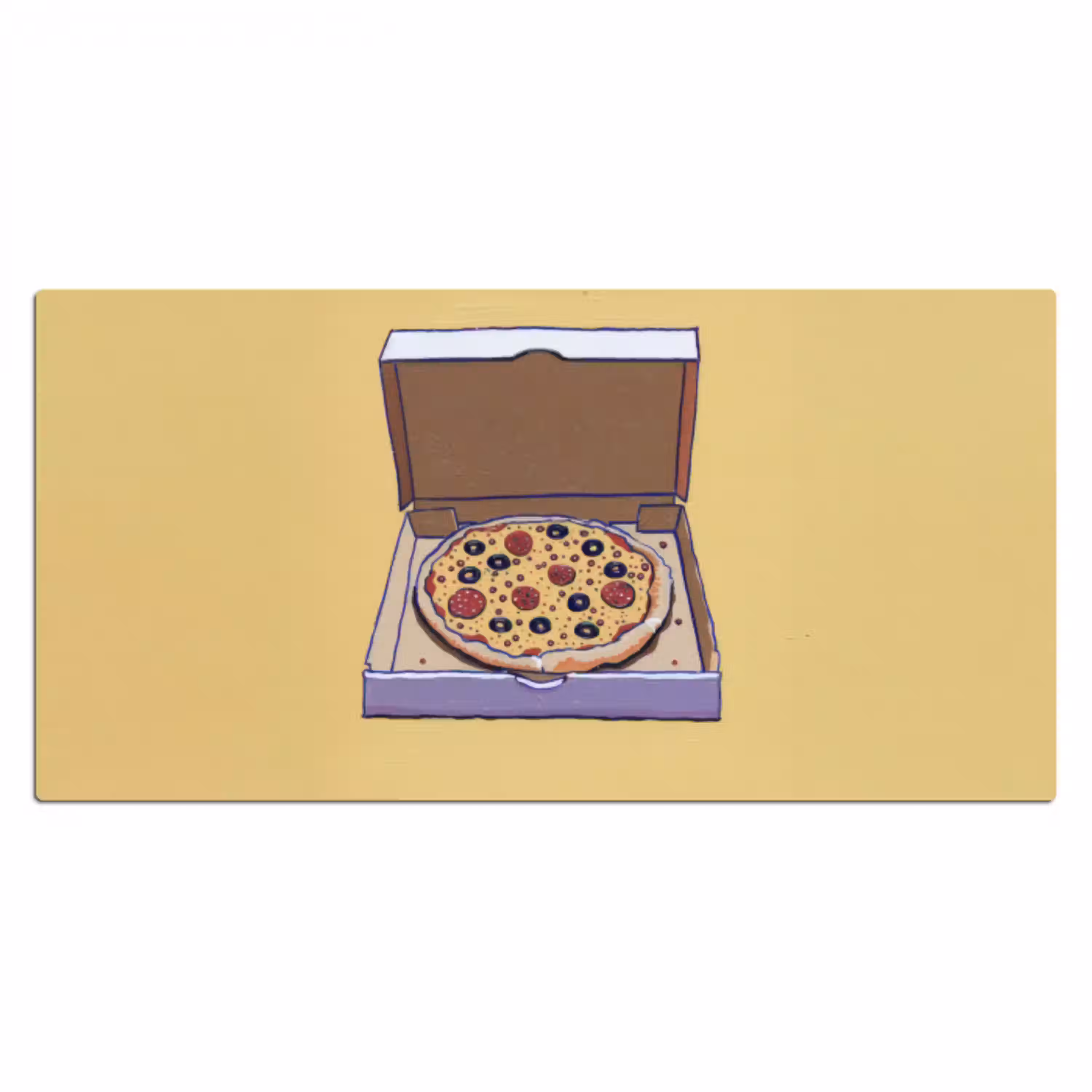 Pizza - Doos - Salami - Illustratie Muismat XXL klein -3d_leeg
