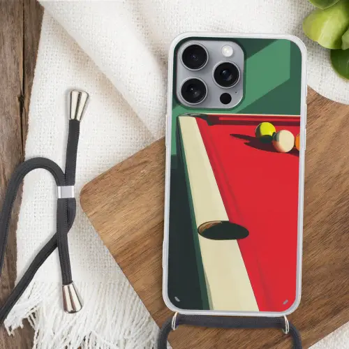 Biljarttafel - Ballen - Rood - Schaduw Hoesje iPhone 16 Pro Max met koord klein -sfeer4