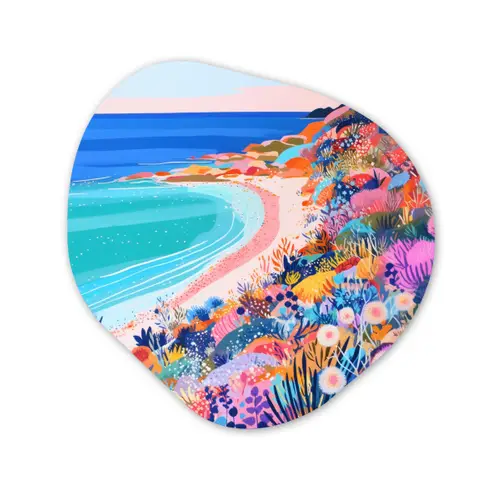 Bloemenweide - Zee - Zomers Wandcirkel Organisch Forex 3mm klein -3d