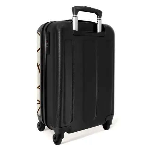 Bruine lijnen op beige achtergrond NBS - Handbagage koffer - Volwassenen Unisex middel -achterkant