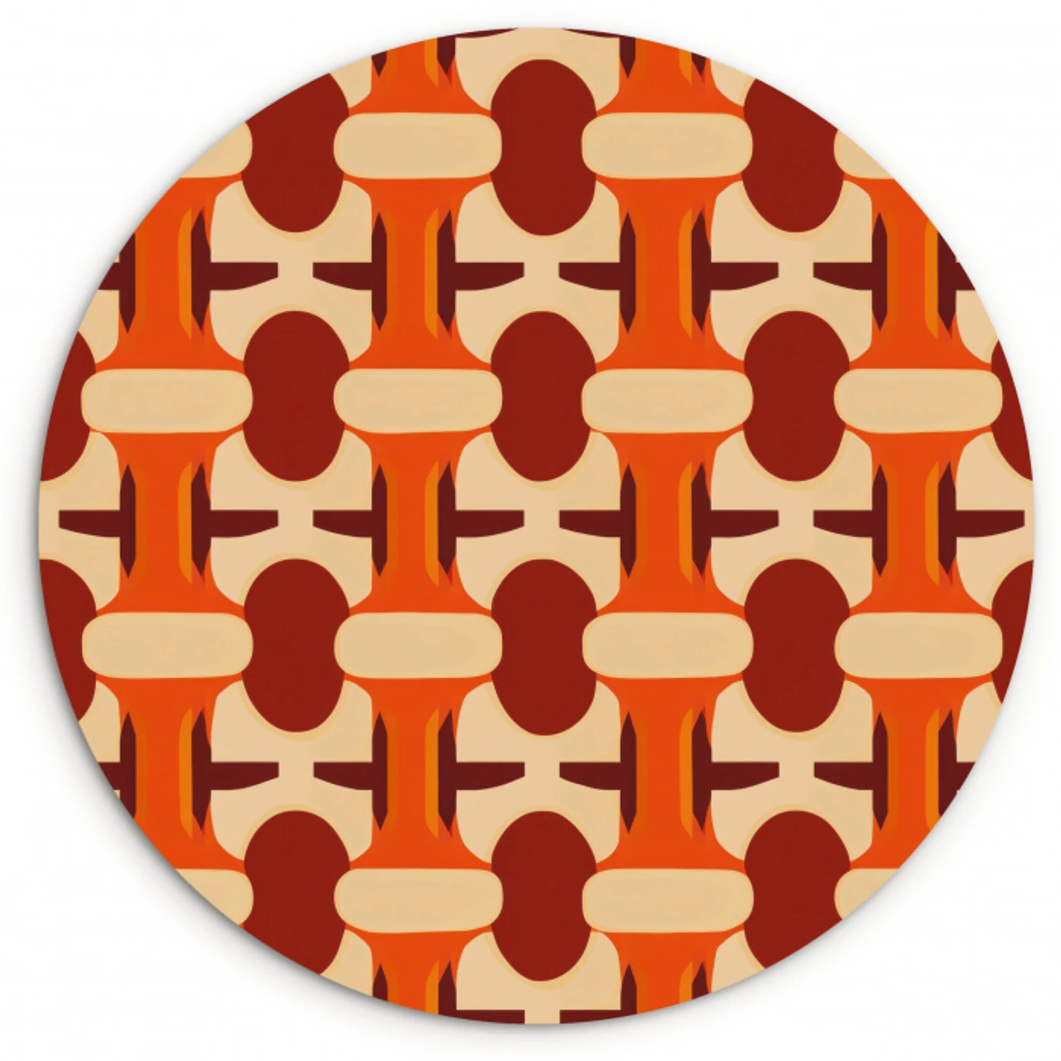 Geometrisch - Retro - Oranje Wandcirkel kunststof plaat 5mm dik klein 188 -3d