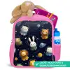 Dieren - Sterrenhemel - Ruimte Kinderrugzak - Roze middel -inhoud_NL
