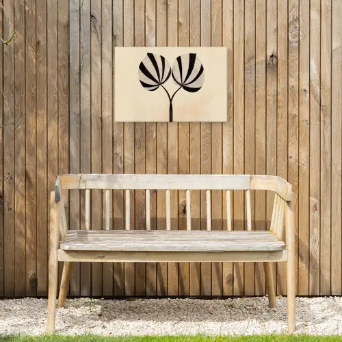 Bladeren - Gestreept - Stengel - Beige Tuinposter op houten frame 2 cm dik klein -sfeer4