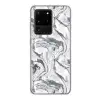 Wit - Marmer - Golvend - Grafiet Telefoonhoesje Samsung Galaxy S20 Ultra klein 358 -3d