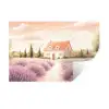 Lavendelveld - Huis - Paars Muursticker klein -3d