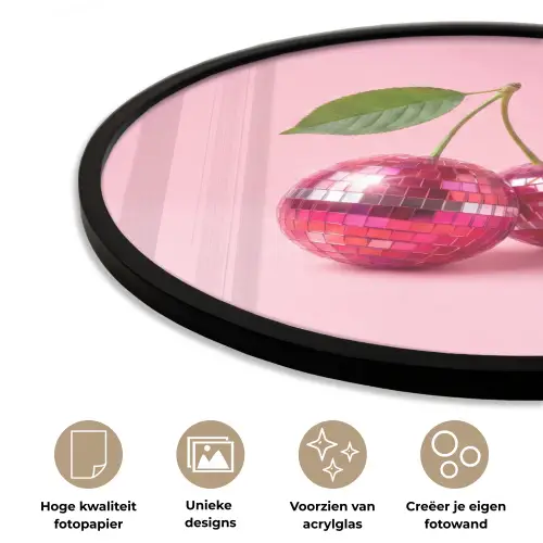 Disco - Kersen - Roze Fotolijst rond zonder passe partout klein -closeup_NL